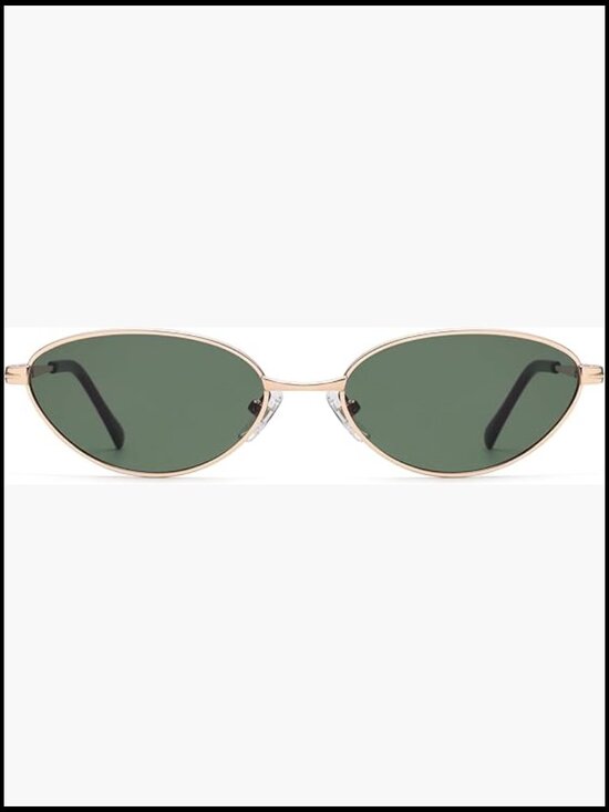 Retro Oval Cat Eye Sunglasses with UV400 Protection, Slim Metal Frame